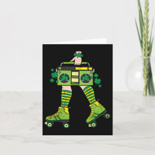 Skater Girl St Patricks Day Roller Skate Shamrock  Card