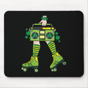 Skater Girl St Patricks Day Roller Skate Shamrock  Mouse Pad