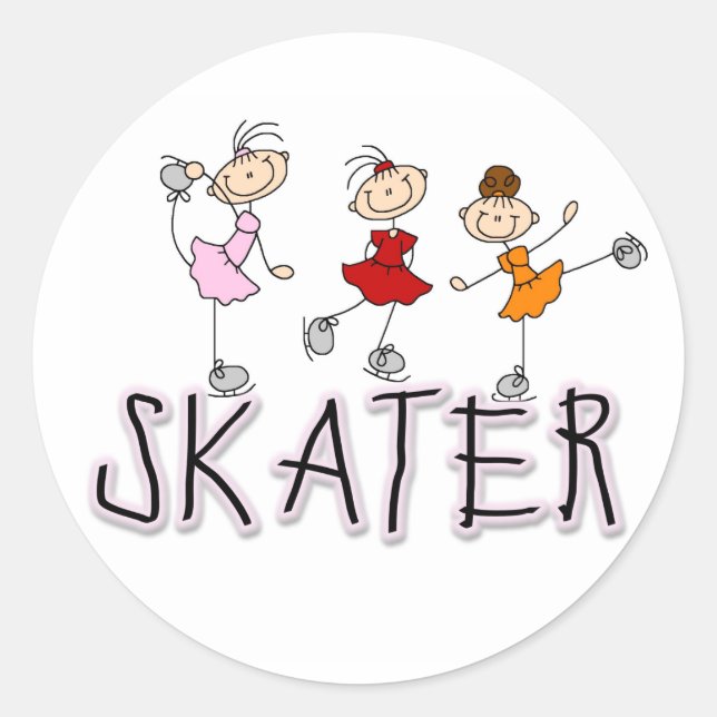 Skater Girl Stick Figures Sticker (Front)
