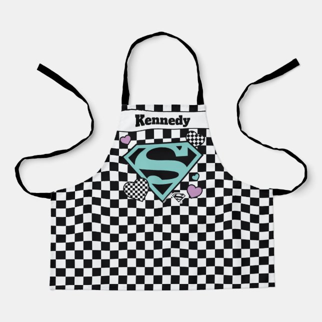 Skater Girl Supergirl Hearts S-Shield Apron (Front)