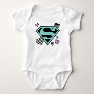 Skater Girl Supergirl Hearts S-Shield Baby Bodysuit