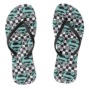 Skater Girl Supergirl Hearts S-Shield Flip Flops