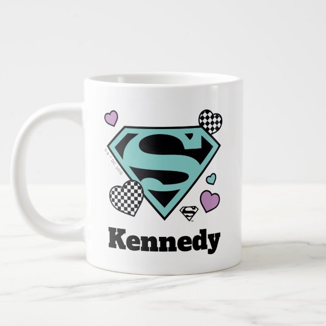 Skater Girl Supergirl Hearts S-Shield Large Coffee Mug (Left)