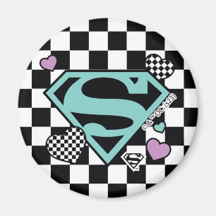 Skater Girl Supergirl Hearts S-Shield Magnet