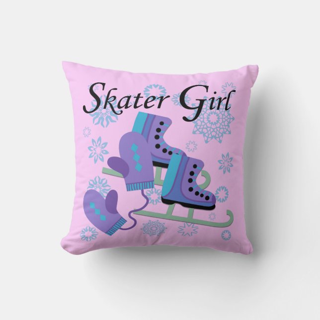 Skater Girl Throw Pillow (Front)