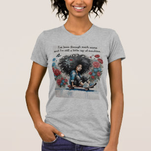 Skater Girl With Afro "Little Ray of Sunshine" T-Shirt