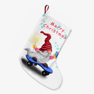 Skater Gnome with Gifts Christmas Stocking