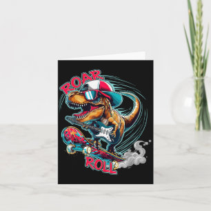 Skater Guitar T-rex Roar Roll Dinosaur For Boys Me Card