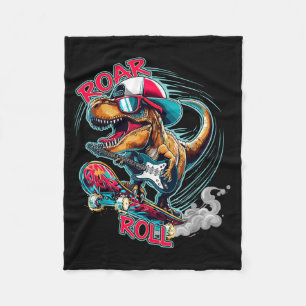 Skater Guitar T-rex Roar Roll Dinosaur For Boys Me Fleece Blanket