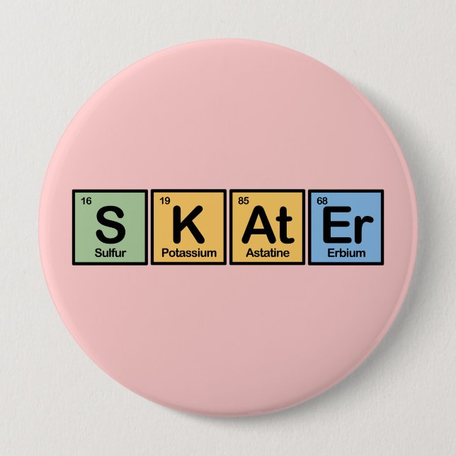 Skater made of Elements 4 Inch Round Button (Front)