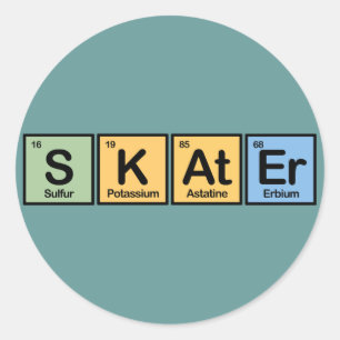 Skater made of Elements Classic Round Sticker