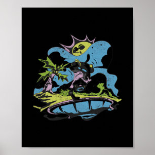 Skater Panther Under A Funky Sun - Retro Cartoon S Poster