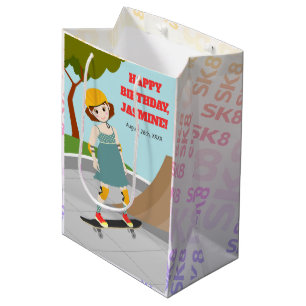 Skater Park Fun Girl Birthday Party Medium Gift Bag