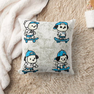 Skater Pup Crew Throw Pillow