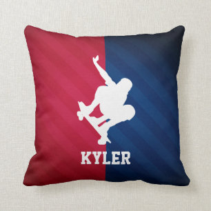 Skater; Red, White, and Blue Throw Pillow