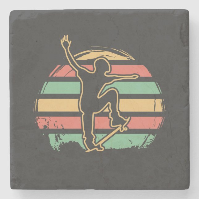 Skater Retro Stone Coaster (Front)