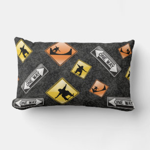 Skater Road Signs Lumbar Pillow