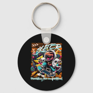 Skater Shredding The Competition! Kids Funny T-rex Keychain