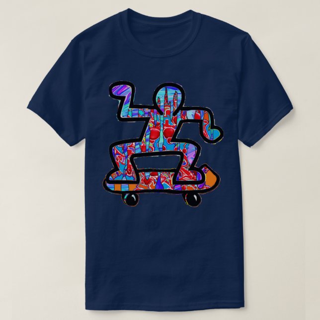 skater Skateboard red and blue 24 T-Shirt (Design Front)