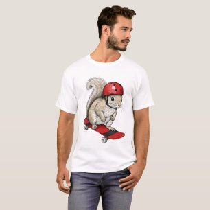 Skater Squirrel – Funny Animal on Skateboard with T-Shirt