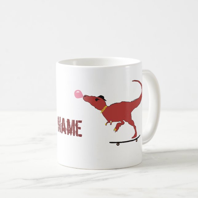 Skater T-rex Coffee Mug (Front Right)