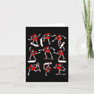 Skater Valentines Day Heart Riding Skateboards Boy Card