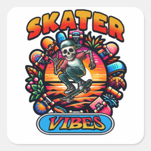 SKATER VIBES!  SQUARE STICKER