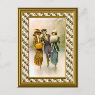 Skaters c. 1890 postcard