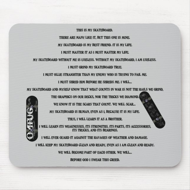 Skaters Creed Mouse Pad (Front)