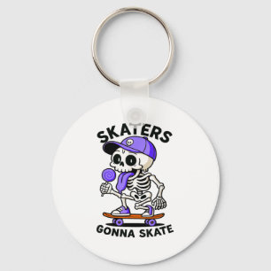 Skaters Gonna Skate, Skateboarding Skeleton Lolli Keychain