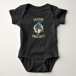 Skaters gonna Skate Skeleton Skateboarder Baby Bodysuit