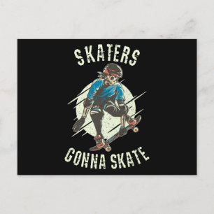 Skaters gonna Skate Skeleton Skateboarder Postcard