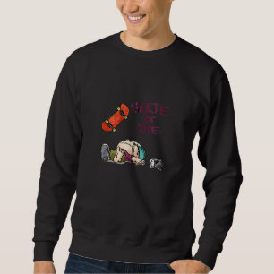 Skaters Having Fun Skateboarder Red Skateboard Ska Sweatshirt