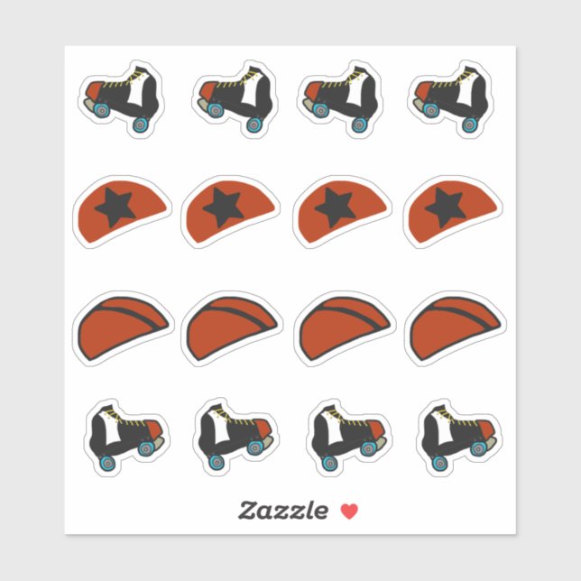 Skates and Helmet Covers Roller Derby Stickers (Sheet)