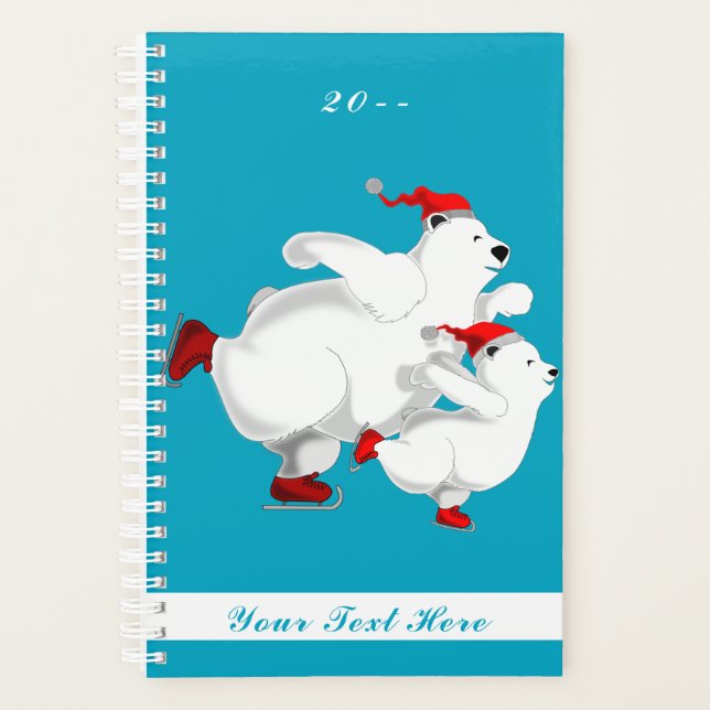 Skating Christmas Bears Family Planner Custom Text (Front)