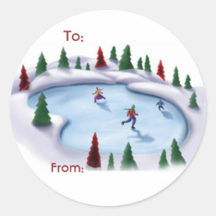 Skating Christmas Label