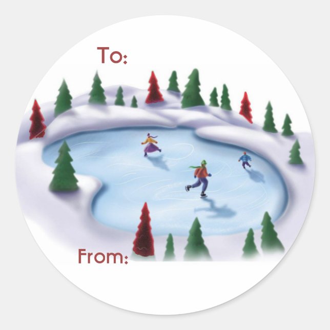 Skating Christmas Label (Front)
