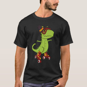 Skating Dinosaur Thanksgiving Day Cool Rex Roller T-Shirt