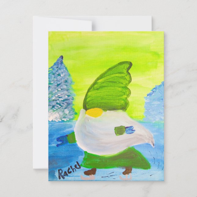 Skating Gnome Holiday Card (Front)