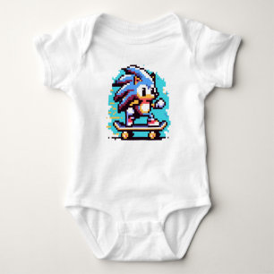 Skating Hedgehog: 8-Bit Pixel Adventure Pixel Art Baby Bodysuit