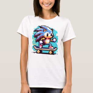 Skating Hedgehog: 8-Bit Pixel Adventure Pixel Art T-Shirt