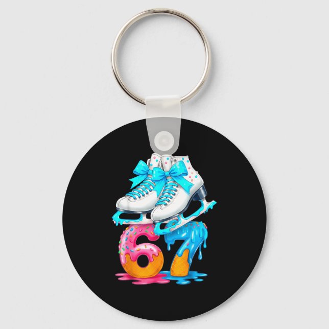 Skating Ice Cream Drip Number 67 Player 67th Birth Keychain (Front)