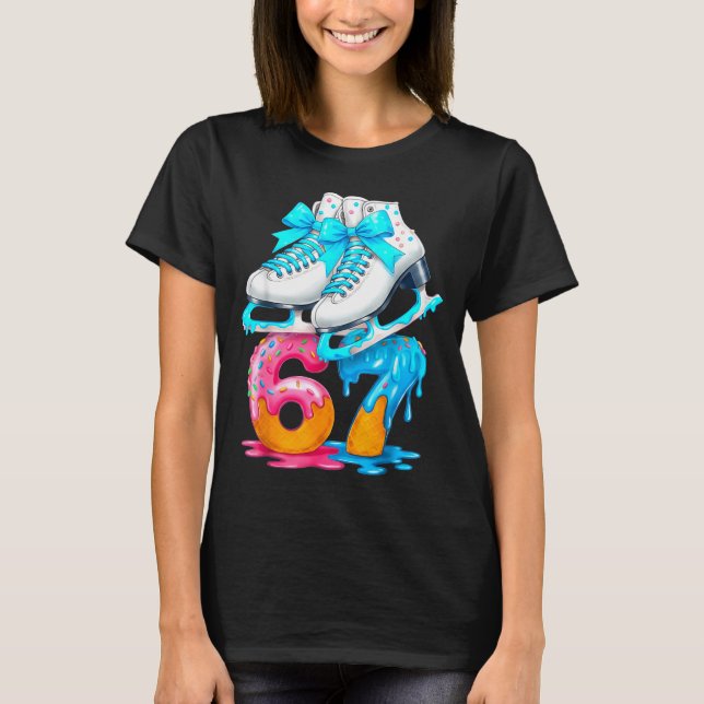 Skating Ice Cream Drip Number 67 Player 67th Birth T-Shirt (Front)