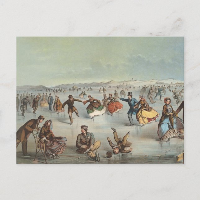 Skating in Central Park, New York Holiday Postcard (Front)