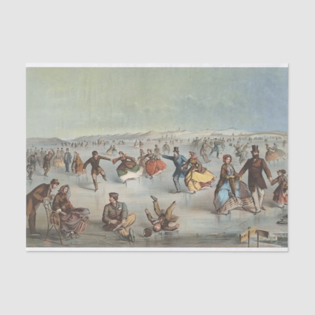 Skating in Central Park, New York Tissue Paper (Front)