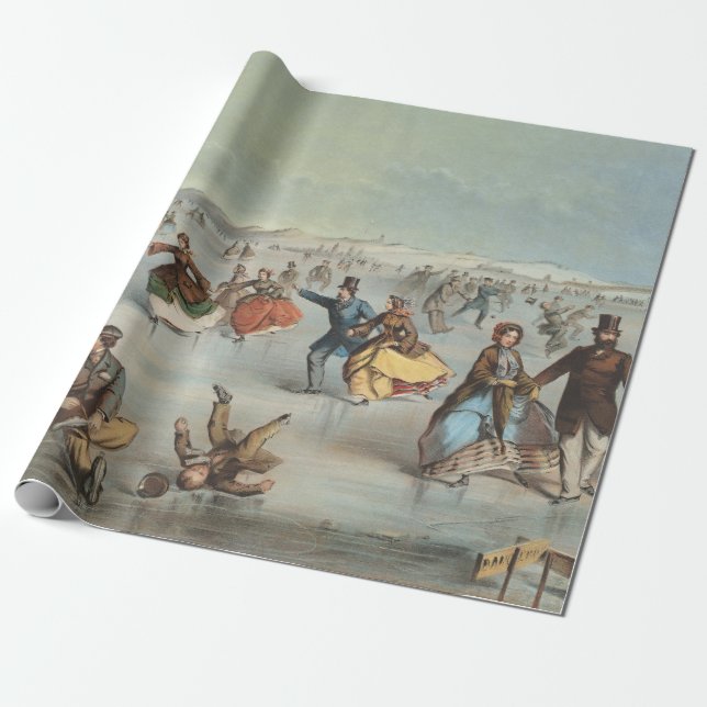 Skating in Central Park, New York Wrapping Paper (Unrolled)