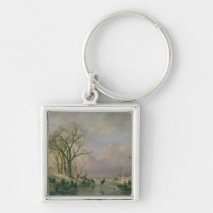 Skating in Holland Keychain
