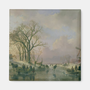 Skating in Holland Magnet