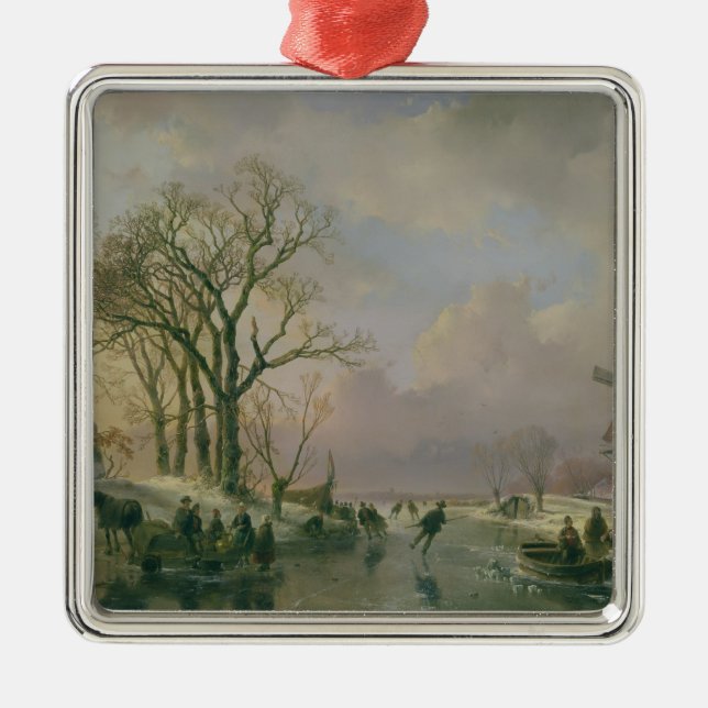 Skating in Holland Metal Ornament (Front)