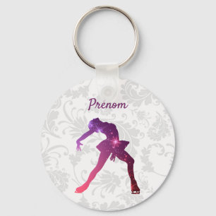 Skating key holder - Pink Purple Silhouette Keychain
